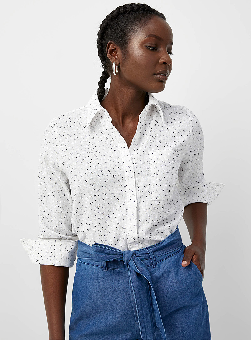 Contemporaine Patterned White Delicate petals light shirt for women