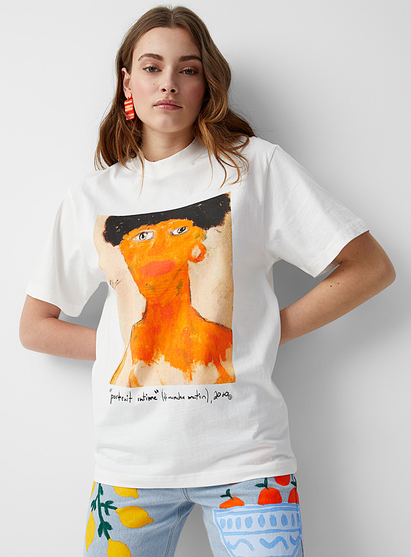 Antoine Saint-Laurent x Twik: Le t-shirt portrait intime Blanc pour femme