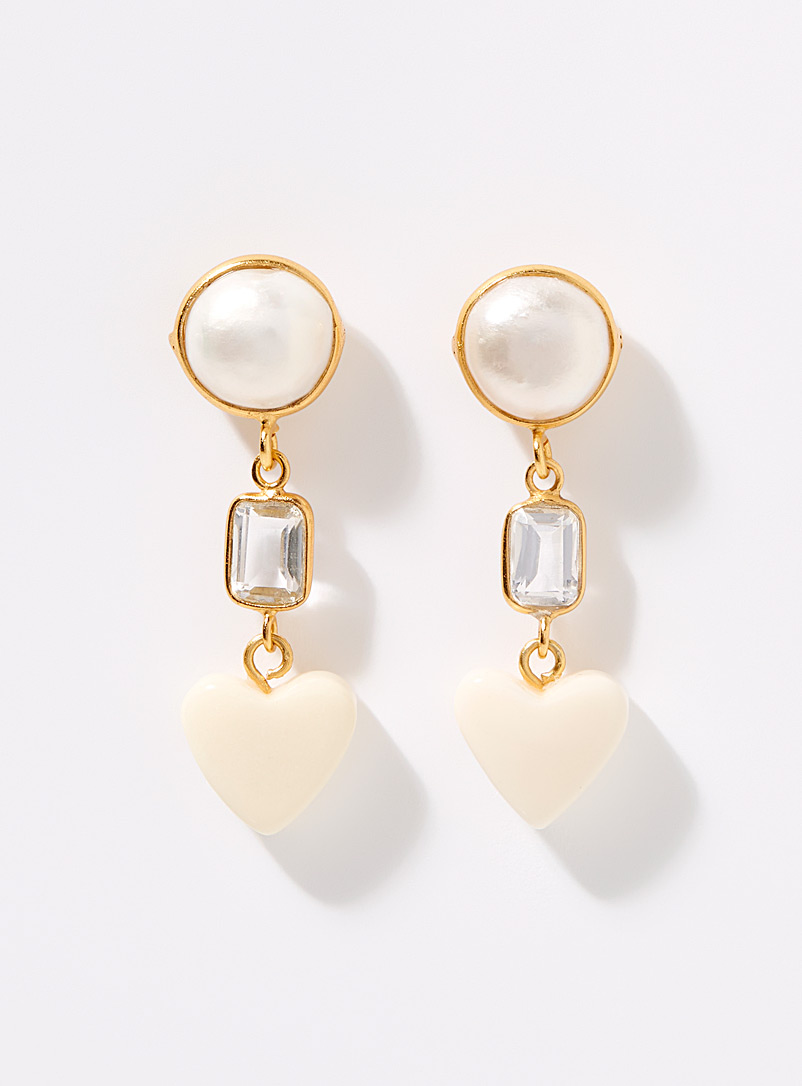 HANNAN White Pure heart earrings for women