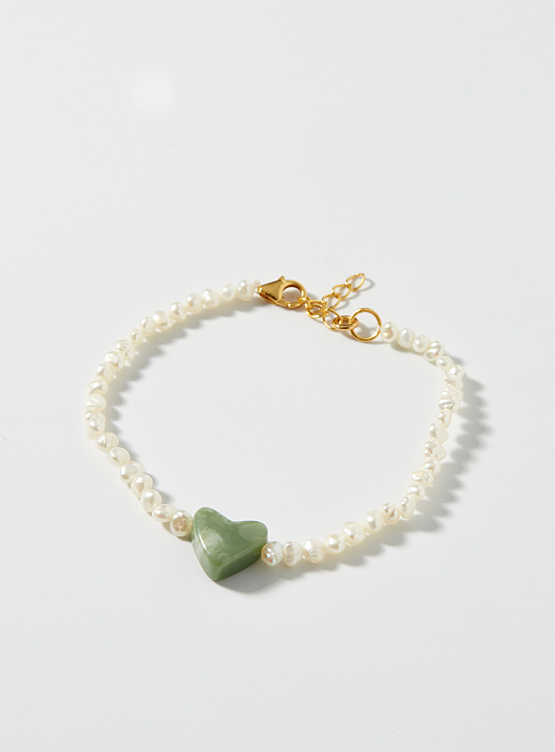 HANNAN: Le bracelet de perles cœur pastel Vert à motifs pour femme