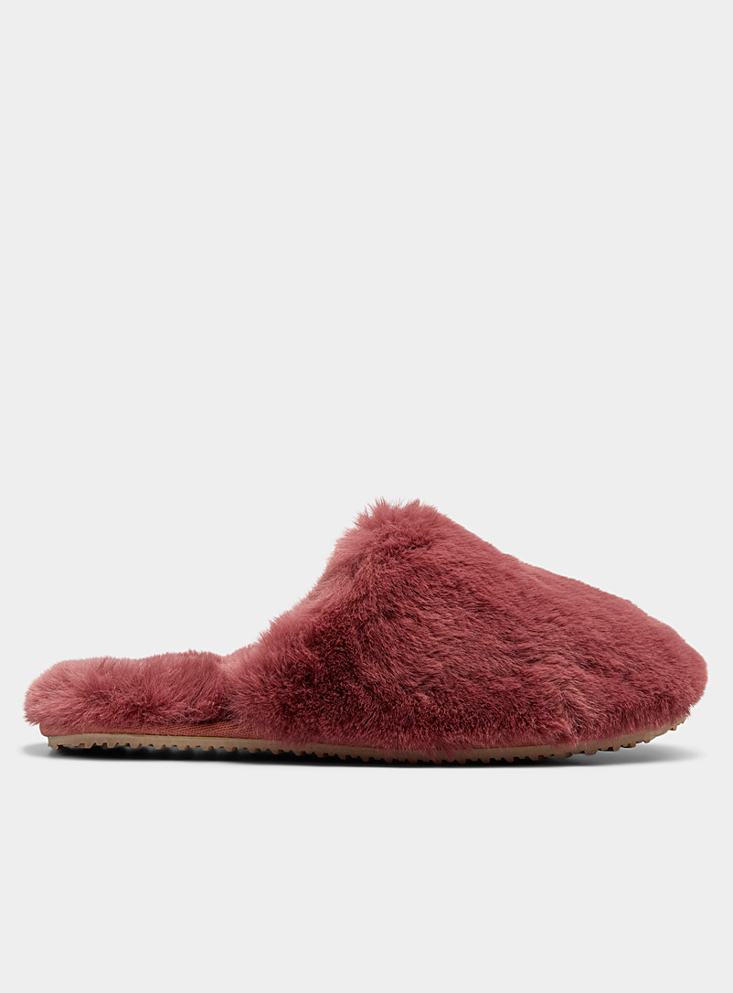 Miiyu Pink Plush mule slippers for women