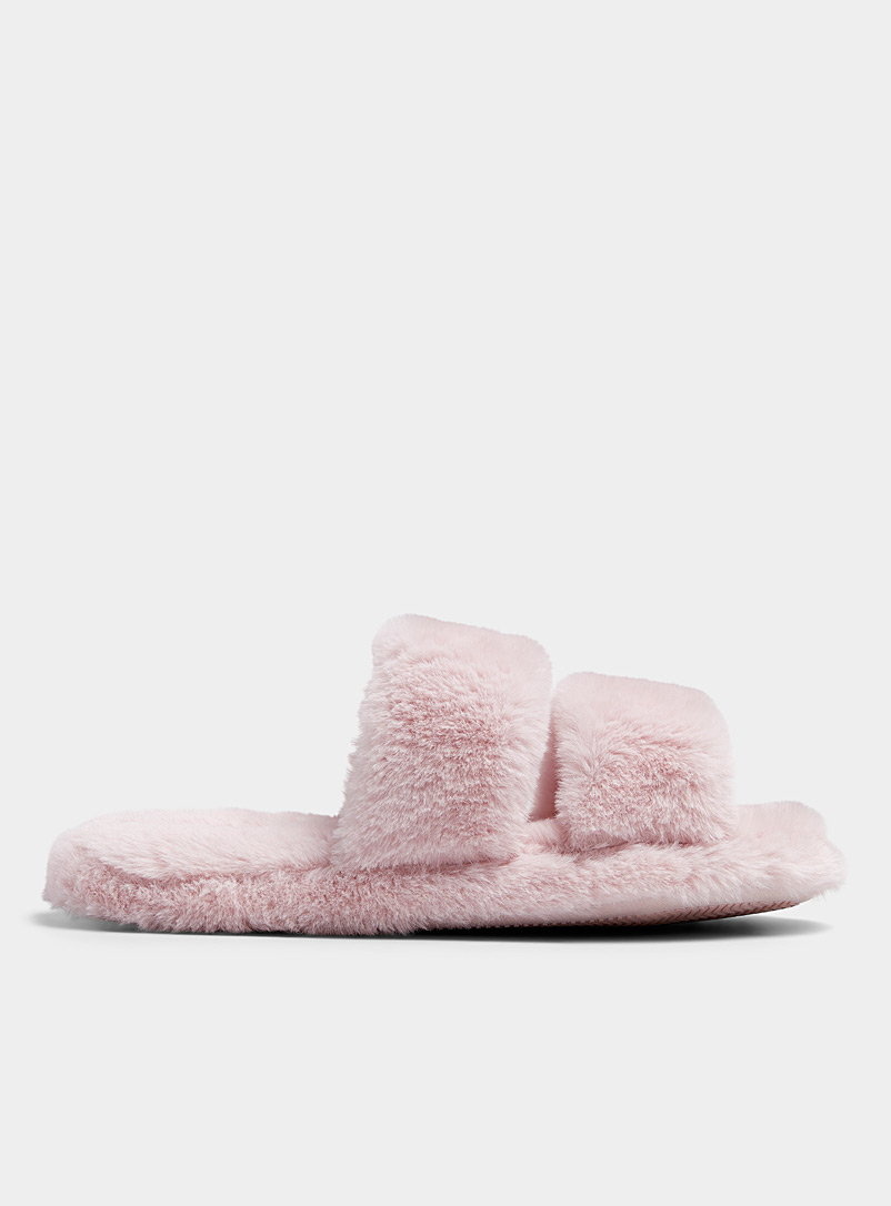 Plush double-strap slide slippers Women | Miiyu | Shop Women's Slippers ...