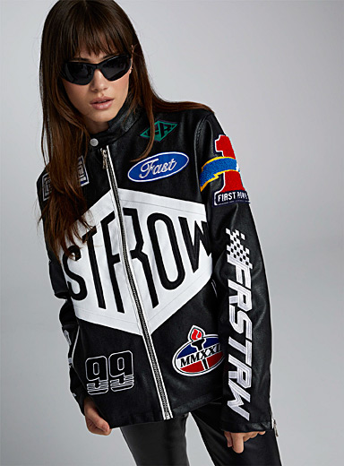 First Row Black Racing patch jacket for women