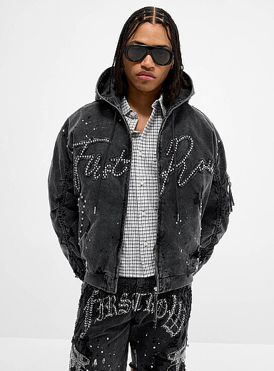 Stud and paint splatter faded jacket