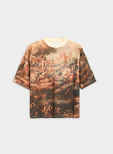 Le t-shirt graphique jardin baroque et perles <b>Coupe ample</b>