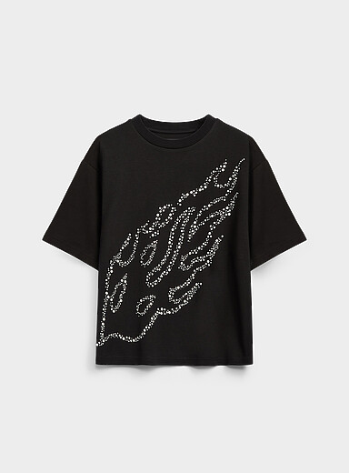 Rhinestone eternal flame T-shirt <b>Slightly cropped boxy fit</b>