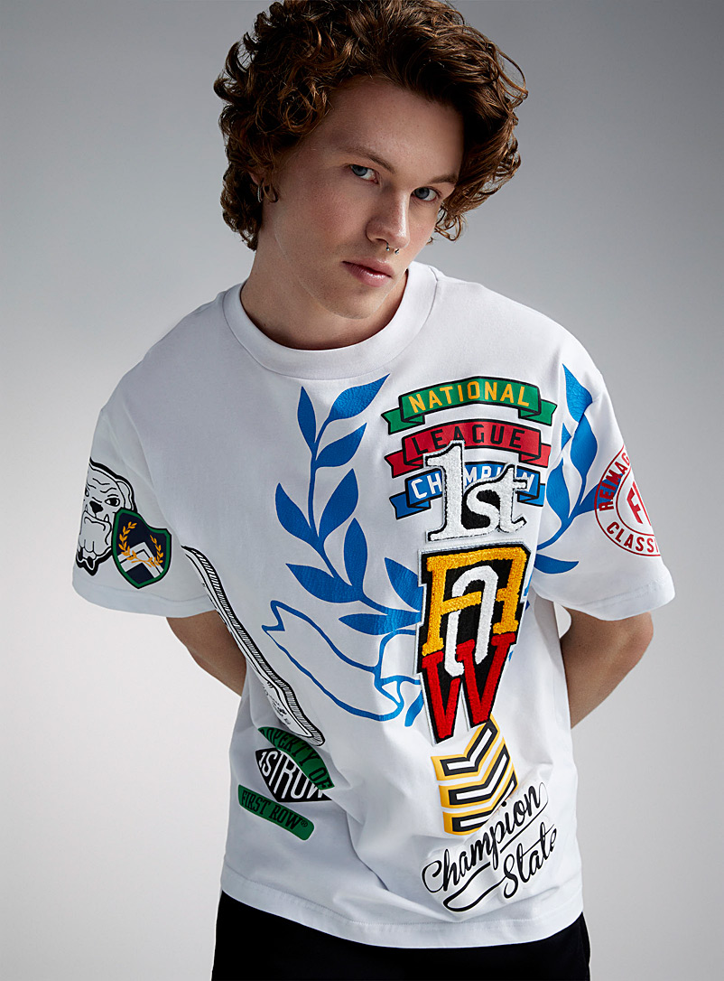 Varsity multi-patch T-shirt | First Row | Shop Men's Logo Tees ...