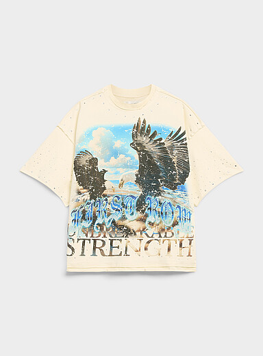 Rhinestone eagle distressed T-shirt