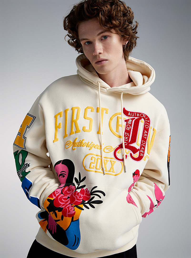 First Row Cream Beige Art Dealer graphic hoodie for men