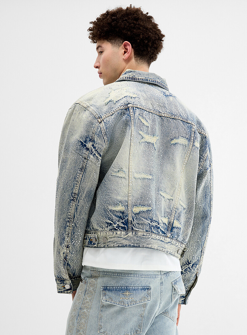 Rhinestone denim trucker jacket product image 3