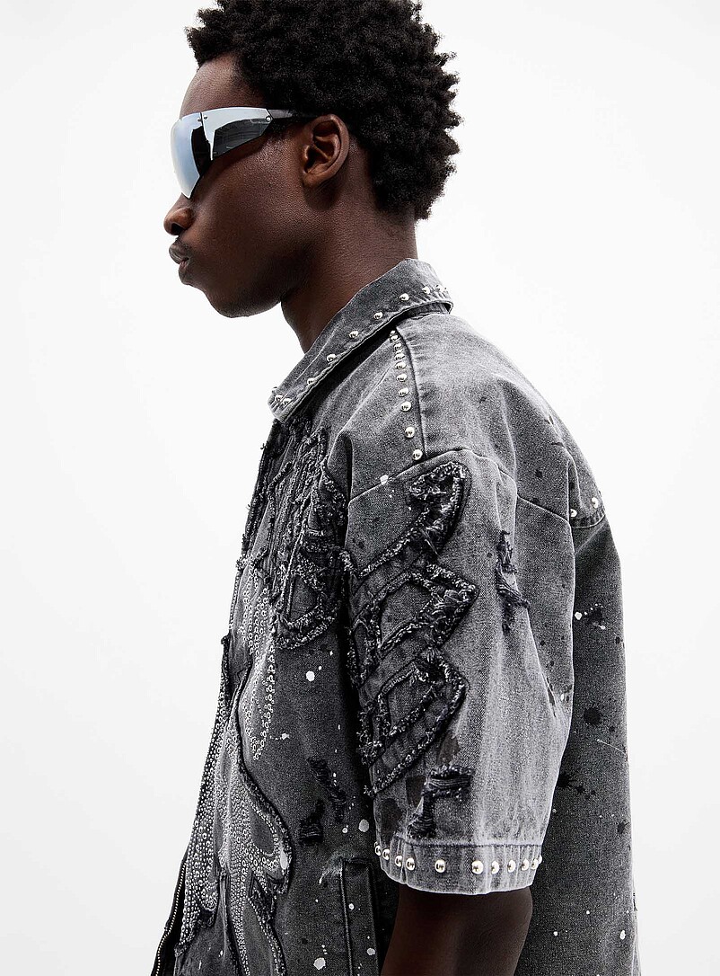 Paint Splatter Studded Shirt