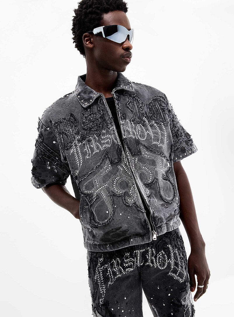 Paint splatter studded shirt product image 2