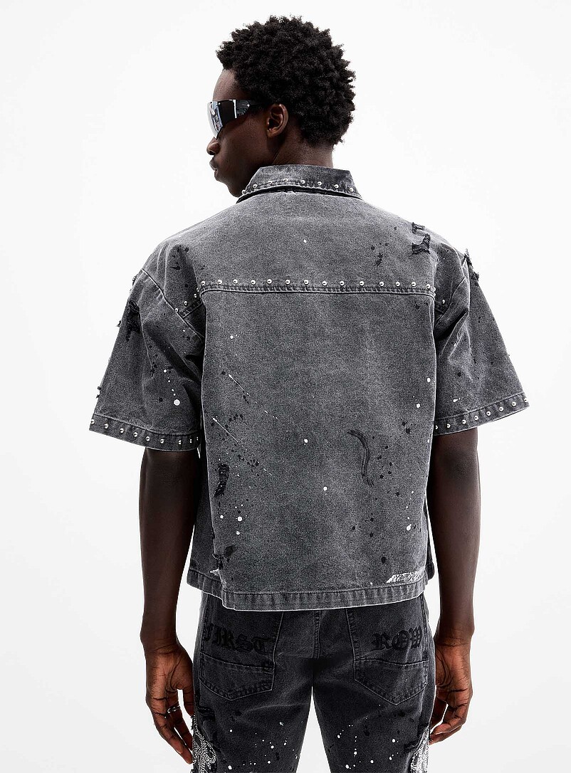 Paint splatter studded shirt product image 3