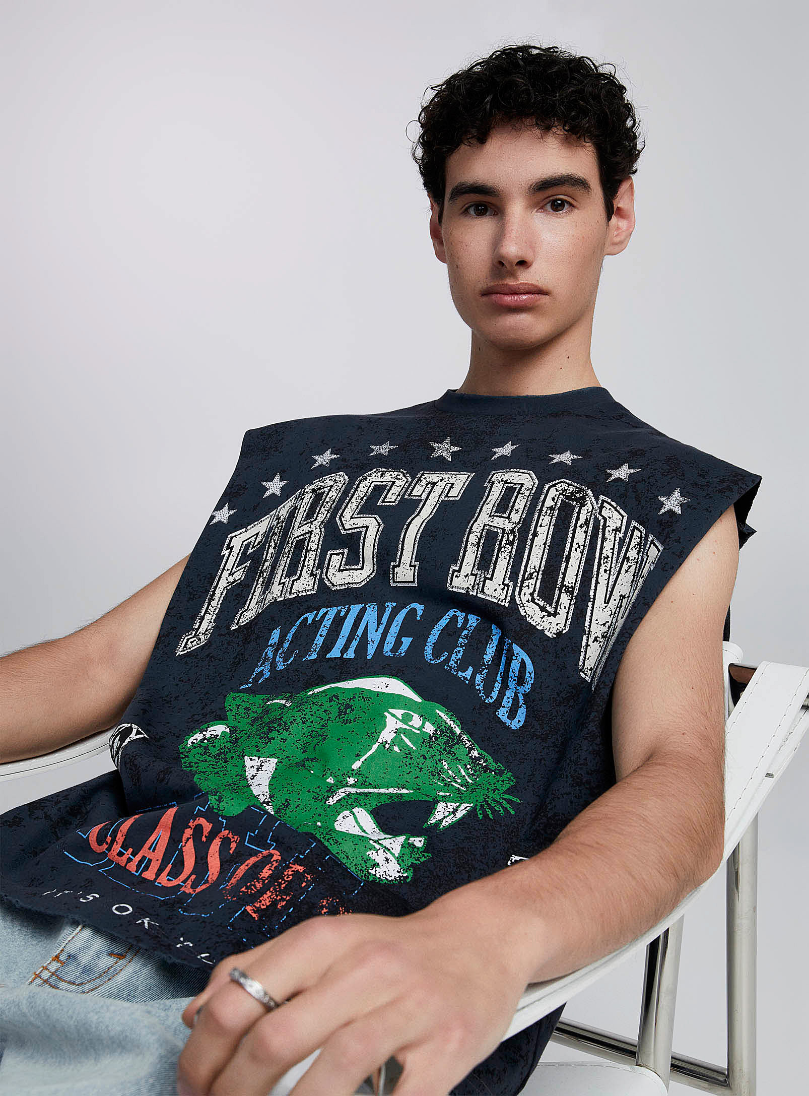 First Row Acting Club Muscle Top In Grey