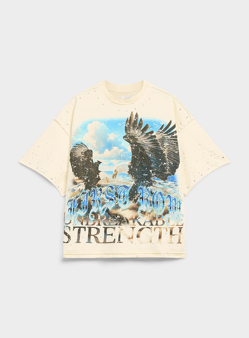 Rhinestone eagle distressed T-shirt product image (primary)