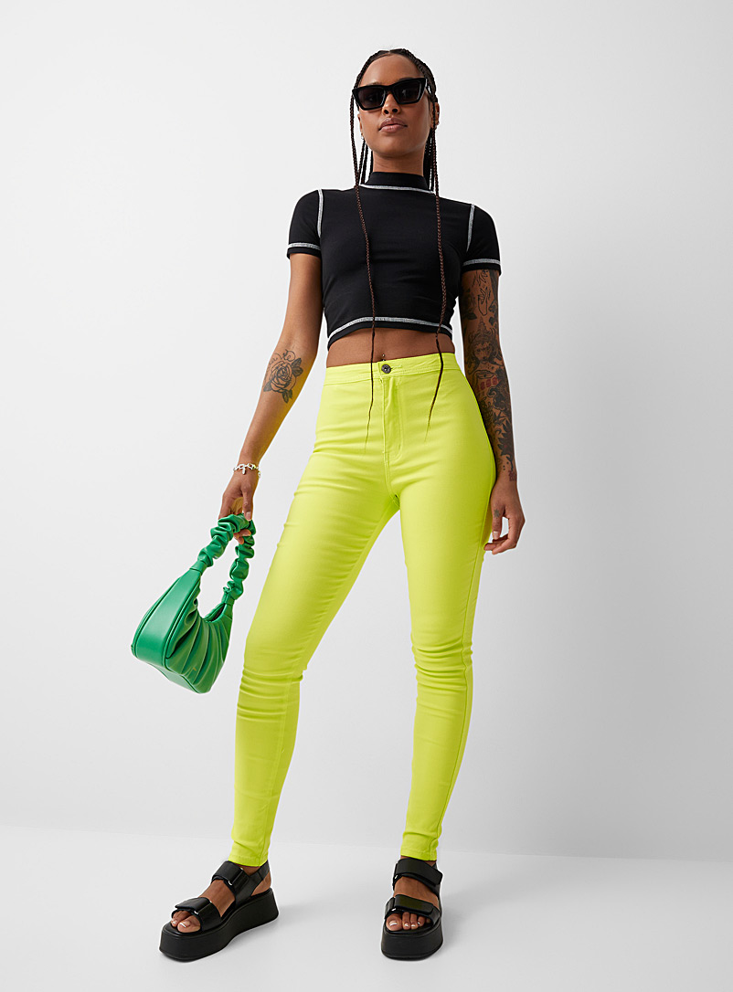 Twik: Le skinny couleur néon Jaune vif-canari pour femme