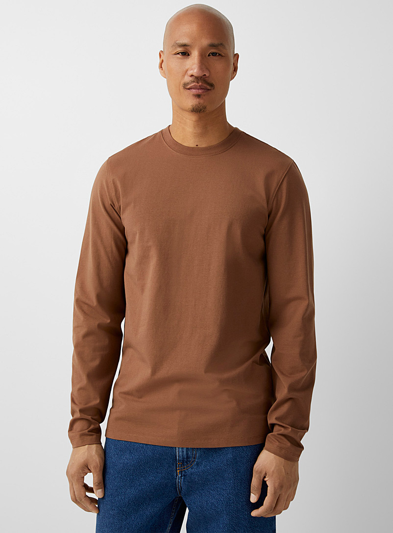 Le 31 Brown Organic cotton long-sleeve T-shirt for men
