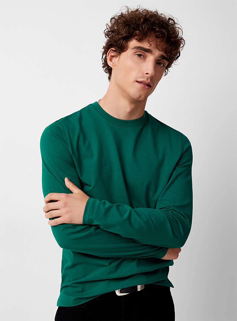 Le 31 Bottle Green Organic cotton long-sleeve T-shirt for men