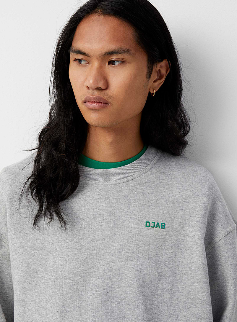 Djab Grey Oversized script logo sweatshirt DJAB 101 for men