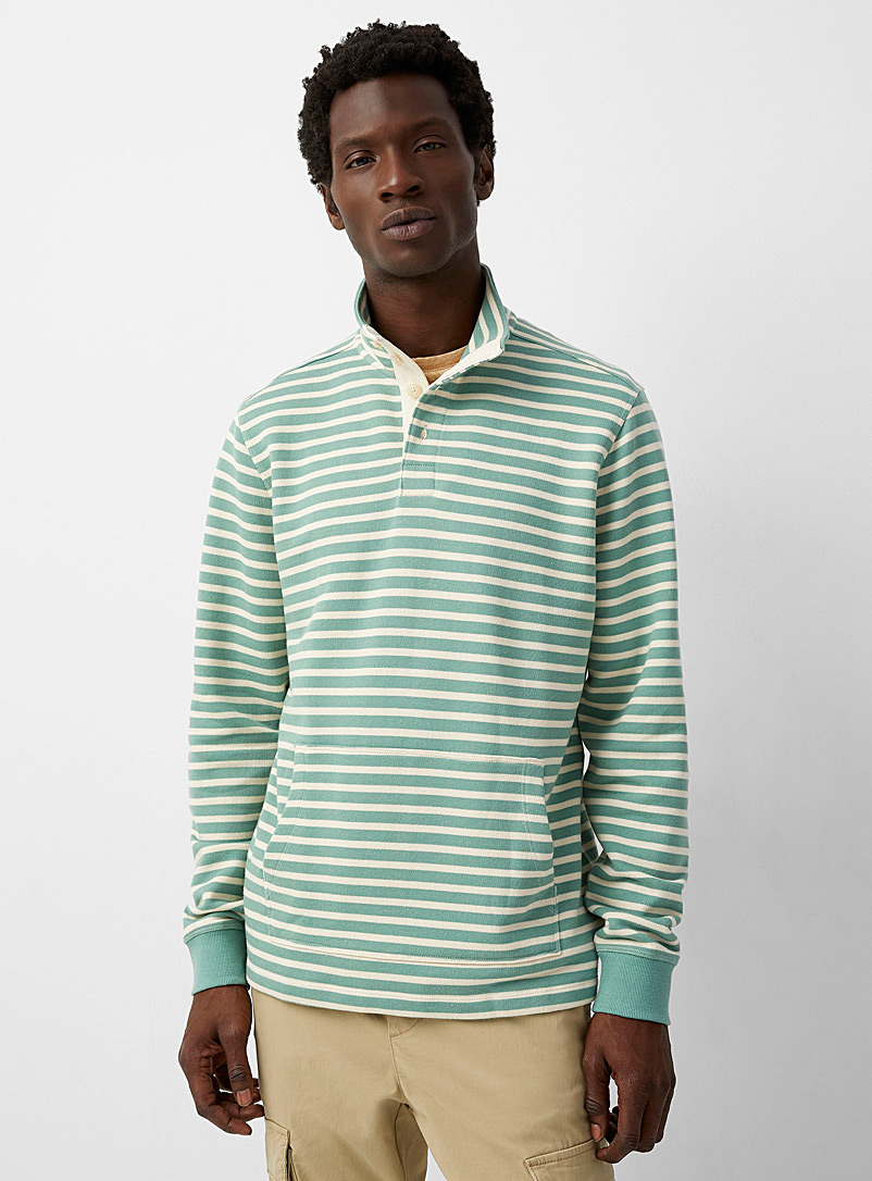 Le 31 Green Nautical-stripe sweatshirt for men