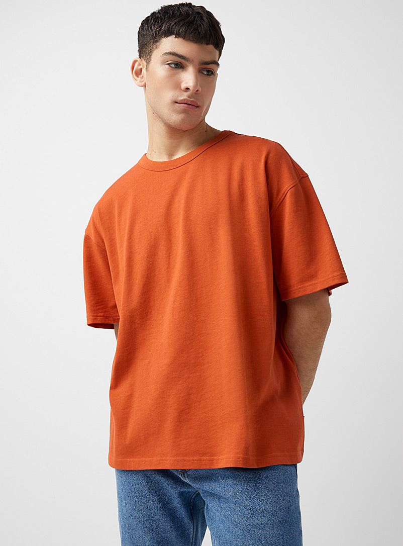 Djab: Le t-shirt ample col liséré DJAB 101 Cuivre rouille pour homme