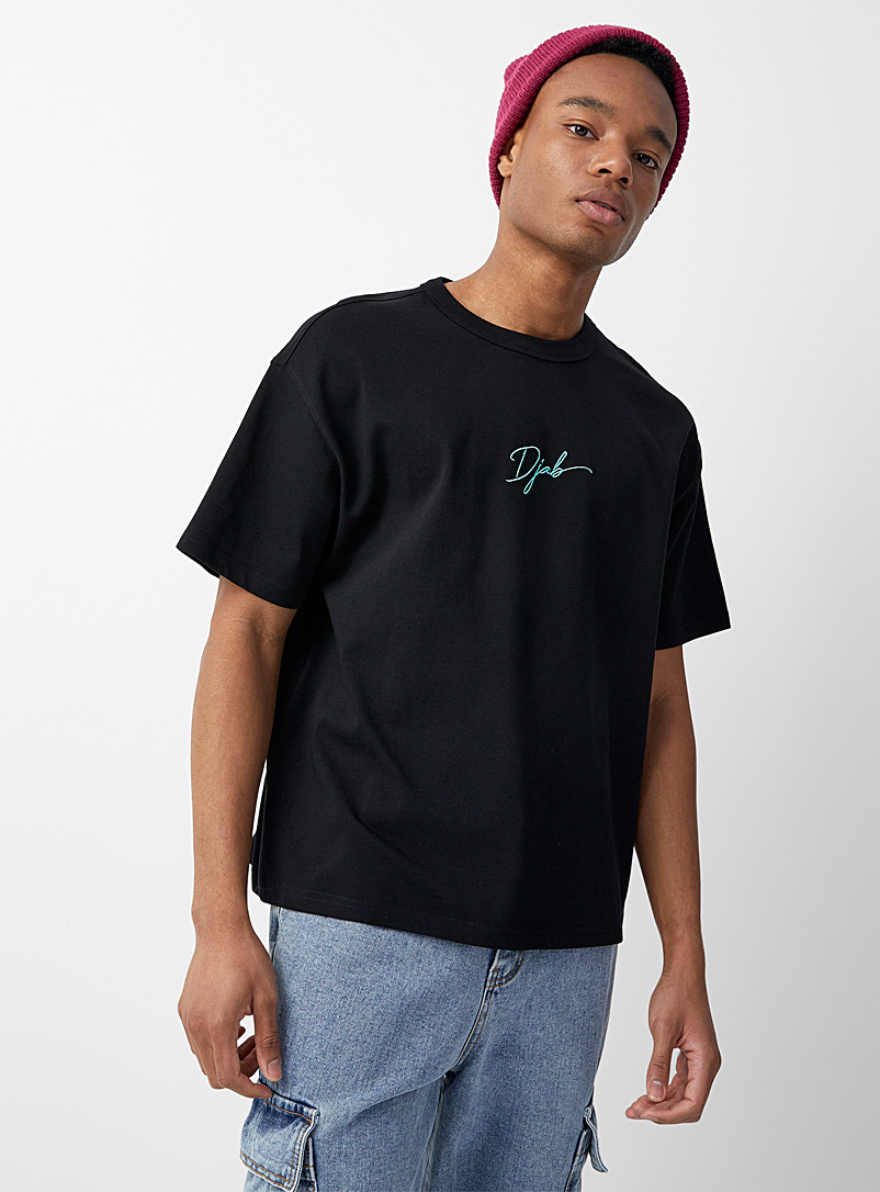Djab: Le t-shirt ample logo cursif DJAB 101 Noir pour homme