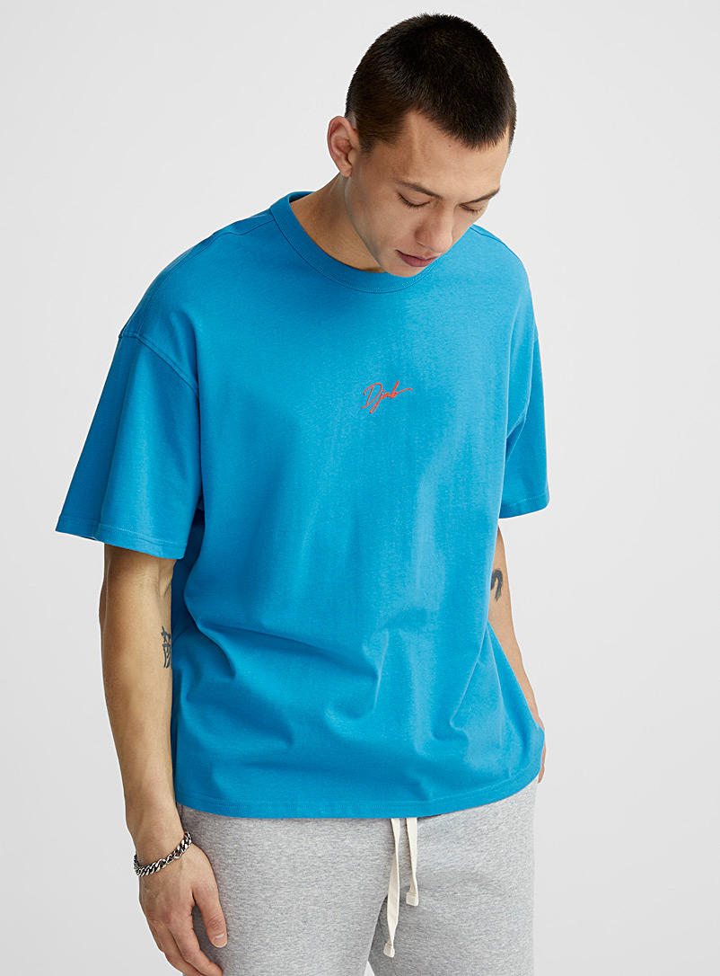 Djab: Le t-shirt ample logo cursif DJAB 101 Bleu pour homme