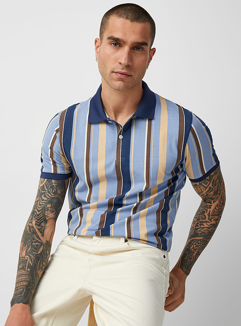 Le 31 Patterned blue  Cruise polo for men