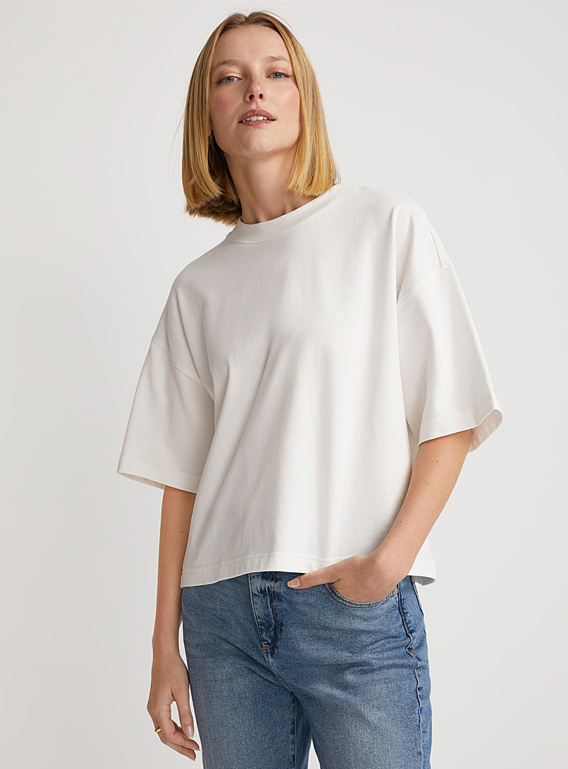 Contemporaine Ivory White Thick jersey boxy T-shirt for women