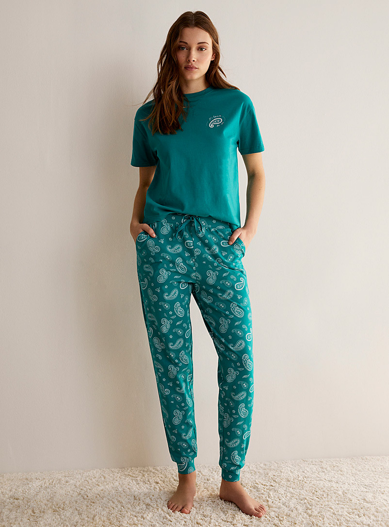 Miiyu x Twik: Le t-shirt imprimé et broderie Sarcelle-turquoise-aqua pour femme