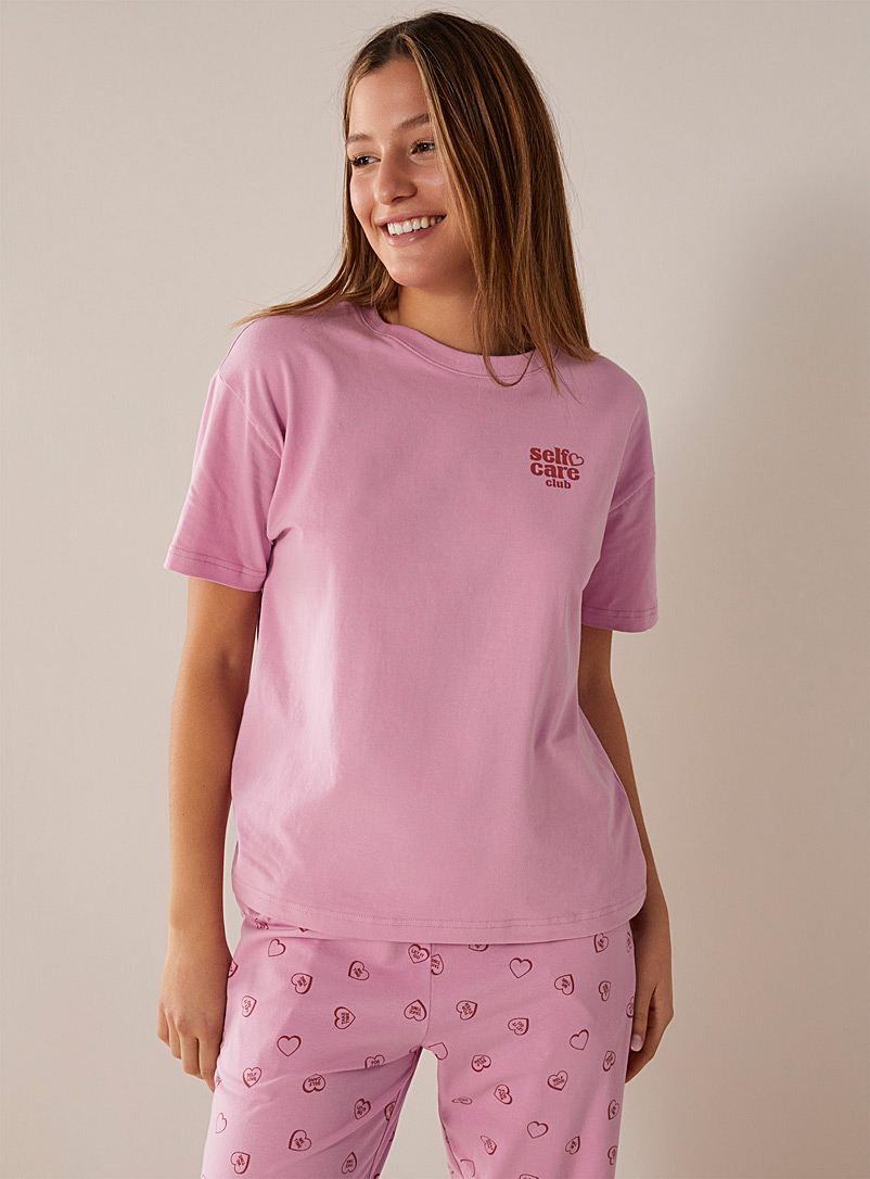 Miiyu x Twik: Le t-shirt détente motif ludique Rose pour femme