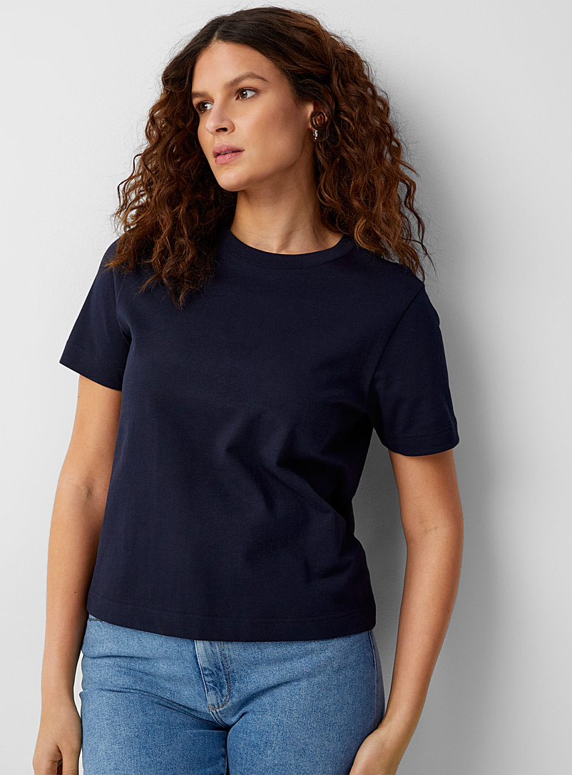 Contemporaine: Le t-shirt carré jersey dense Bleu marine - Bleu nuit pour femme