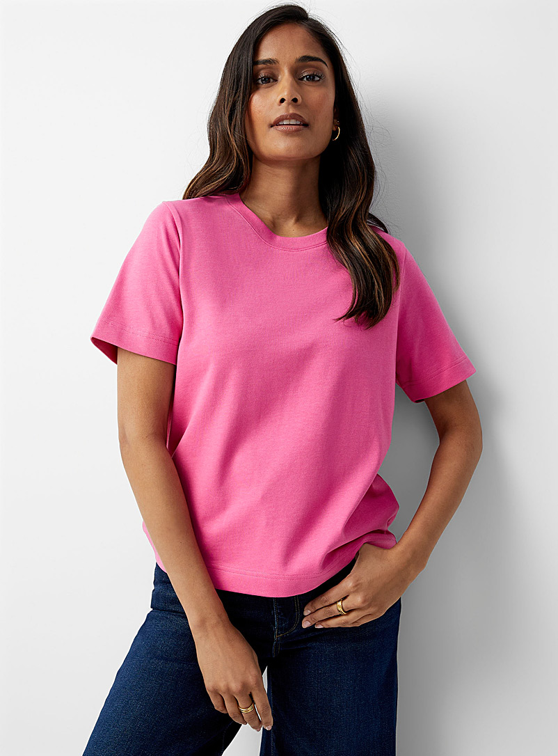 Contemporaine: Le t-shirt carré jersey dense Rose pour femme