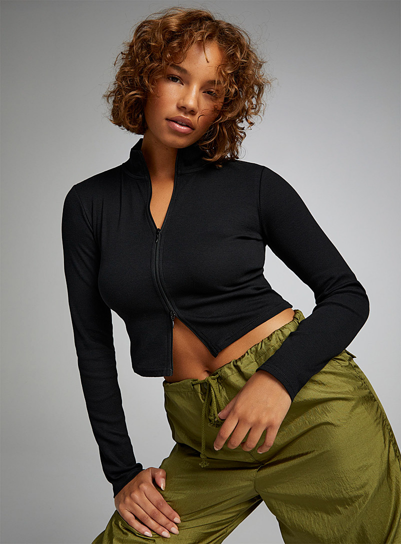 Twik: Le t-shirt zippé deux sens Noir pour femme