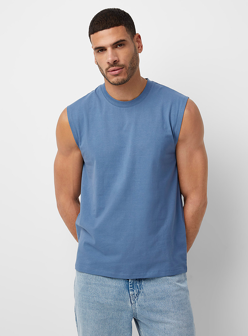 Le 31 Slate Blue Sleeveless T-shirt for men