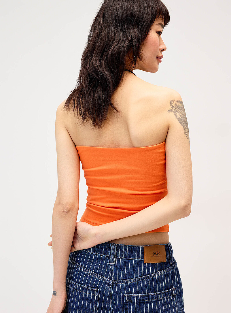 Twik Indigo/Dark Blue Organic cotton double-layer tube top for women