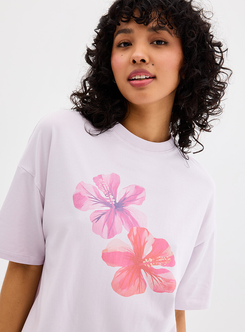 Miiyu x Twik: Le t-shirt de nuit d&eacute;contract&eacute; ludique Gris &agrave; motifs pour femme