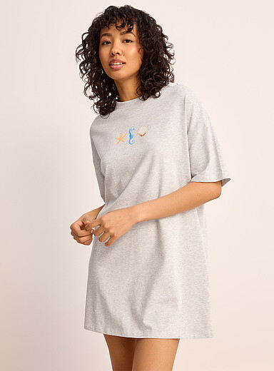 Miiyu x Twik Patterned Grey Playful relaxed sleep tee for women
