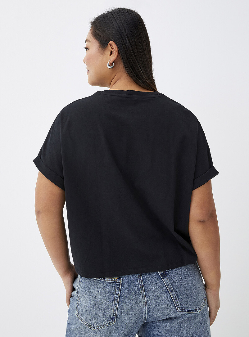 Twik: Le t-shirt carr&eacute; manches roulott&eacute;es Blanc pour femme