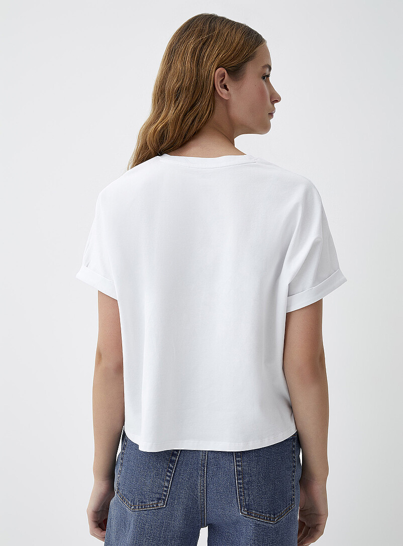 Twik Black Boxy cuffed-sleeve T-shirt for women
