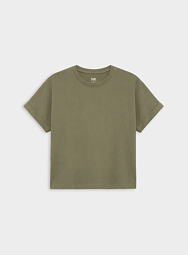 Twik Sage Green Boxy cuffed-sleeve T-shirt for women