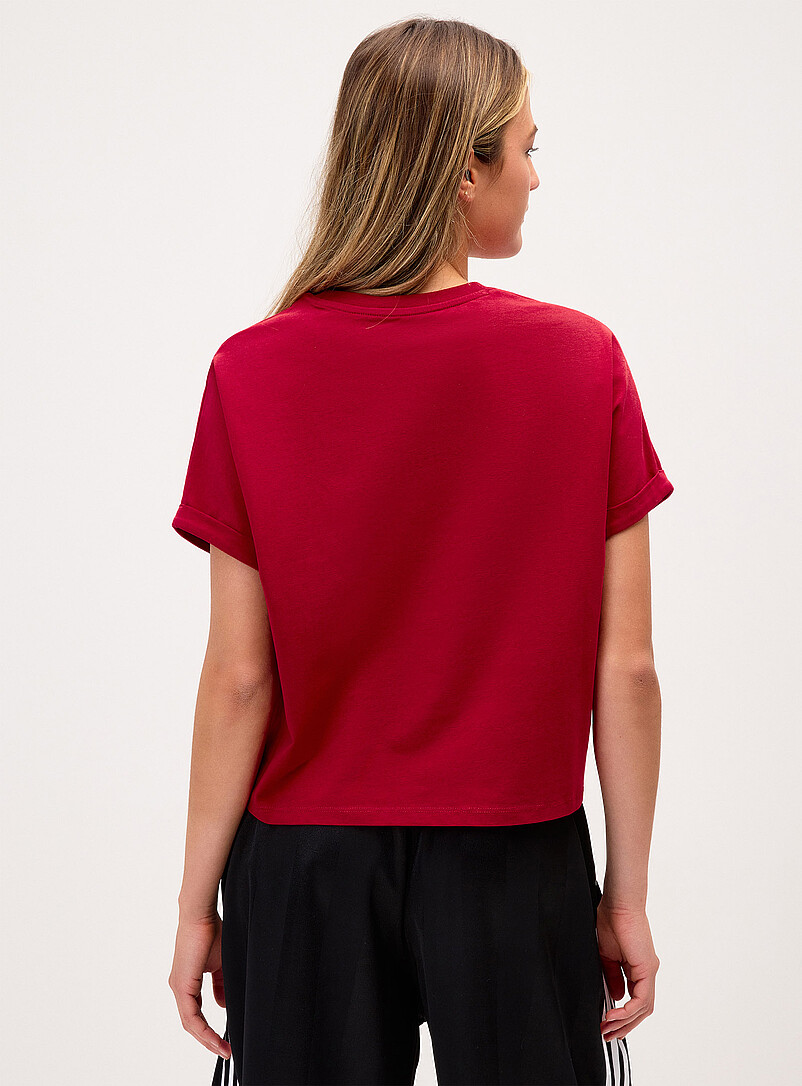 Twik: Le t-shirt carr&eacute; manches roulott&eacute;es Blanc pour femme