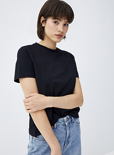 Twik: Le t-shirt col rond manches courtes <b>Coupe d&eacute;contract&eacute;e</b> Bleu fonc&eacute; - Indigo pour femme