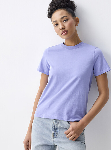 Twik: Le t-shirt col rond manches courtes <b>Coupe d&eacute;contract&eacute;e</b> Pervenche pour femme