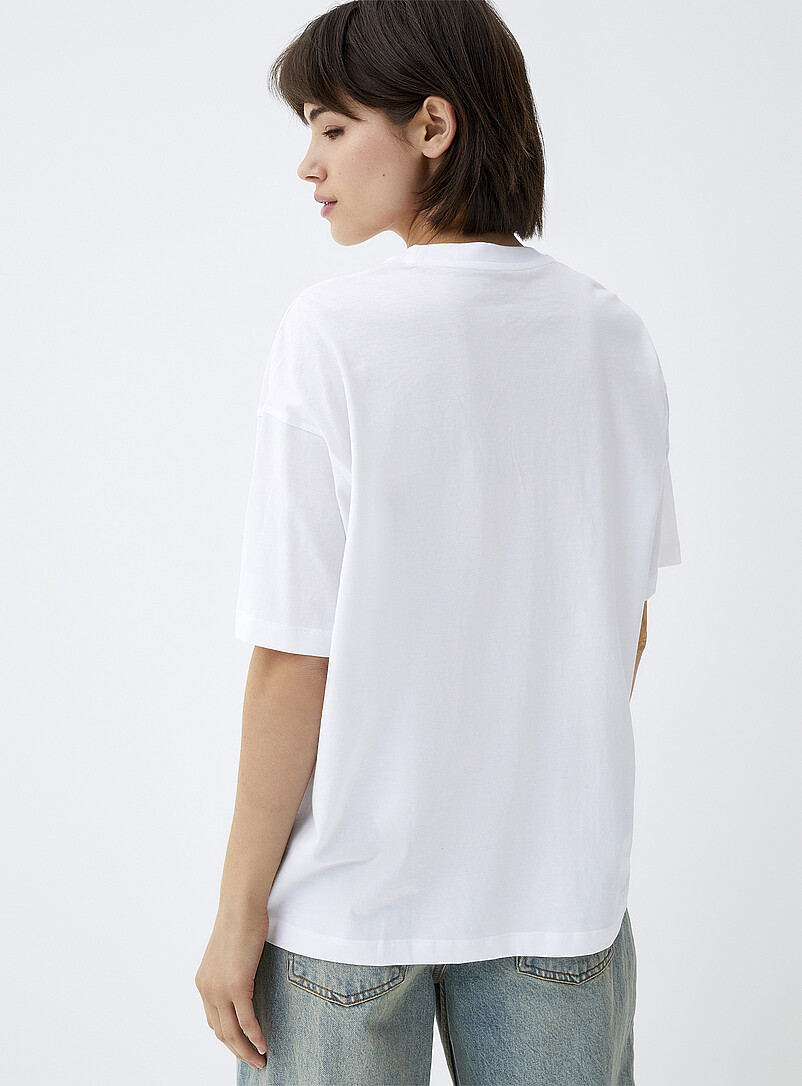 Twik: Le t-shirt col rond manches courtes <b>Coupe ample</b> Blanc pour femme