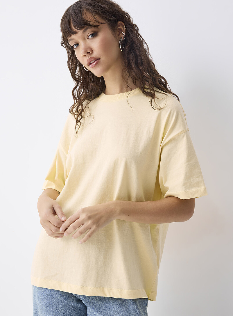 Twik: Le t-shirt col rond manches courtes <b>Coupe ample</b> Blanc pour femme