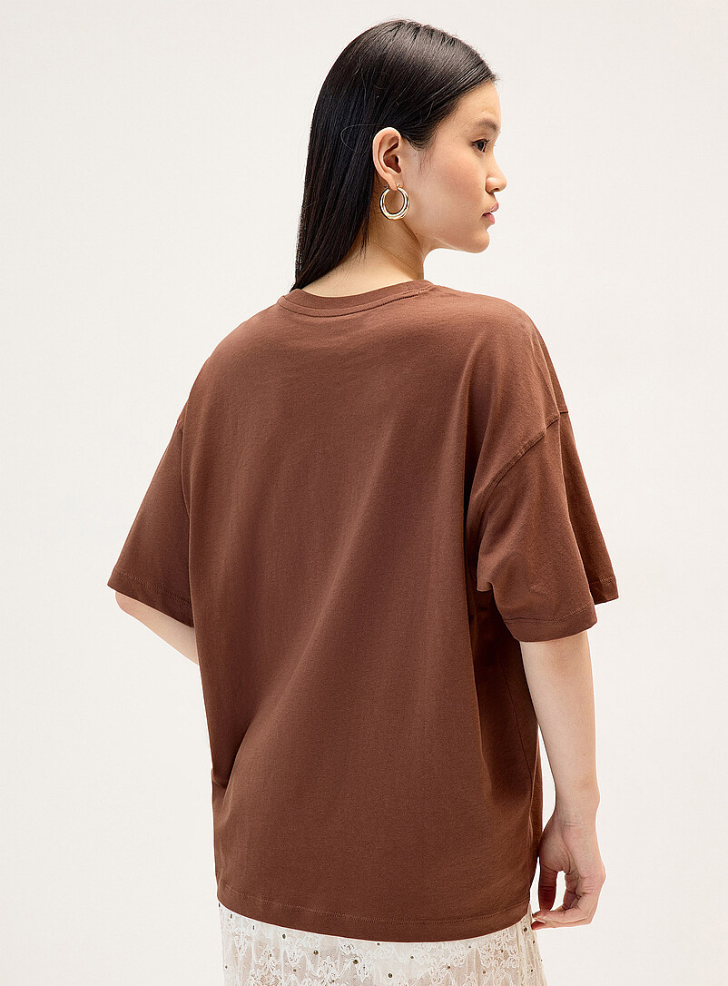 Twik Ivory/Cream Beige Oversized graphic-print T-shirt for women