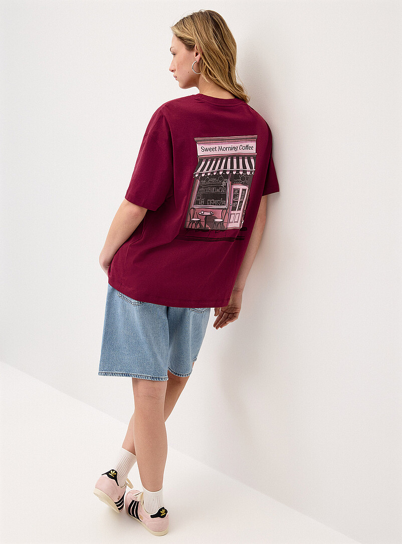 Twik: Le t-shirt ample imprim&eacute; graphique Ivoire - Beige cr&egrave;me pour femme
