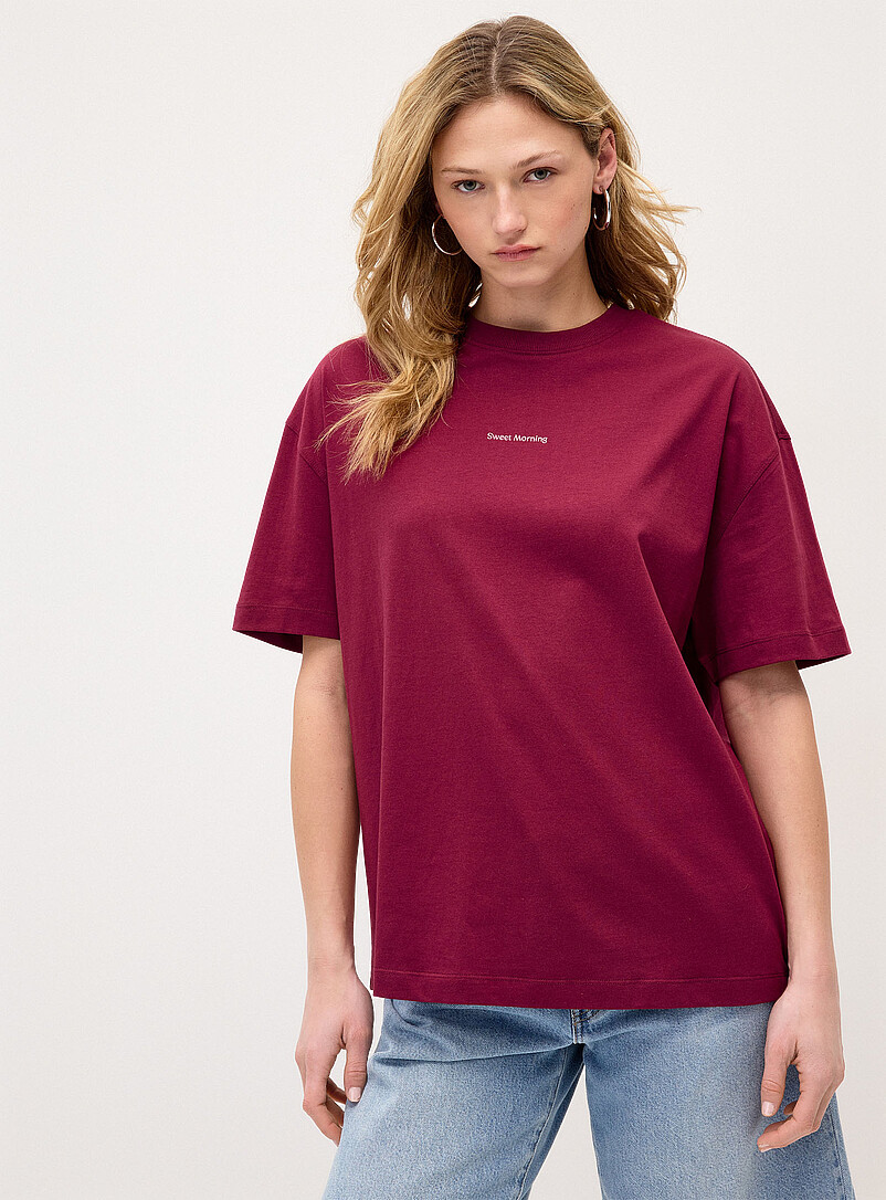 Twik: Le t-shirt ample imprim&eacute; graphique Ivoire - Beige cr&egrave;me pour femme