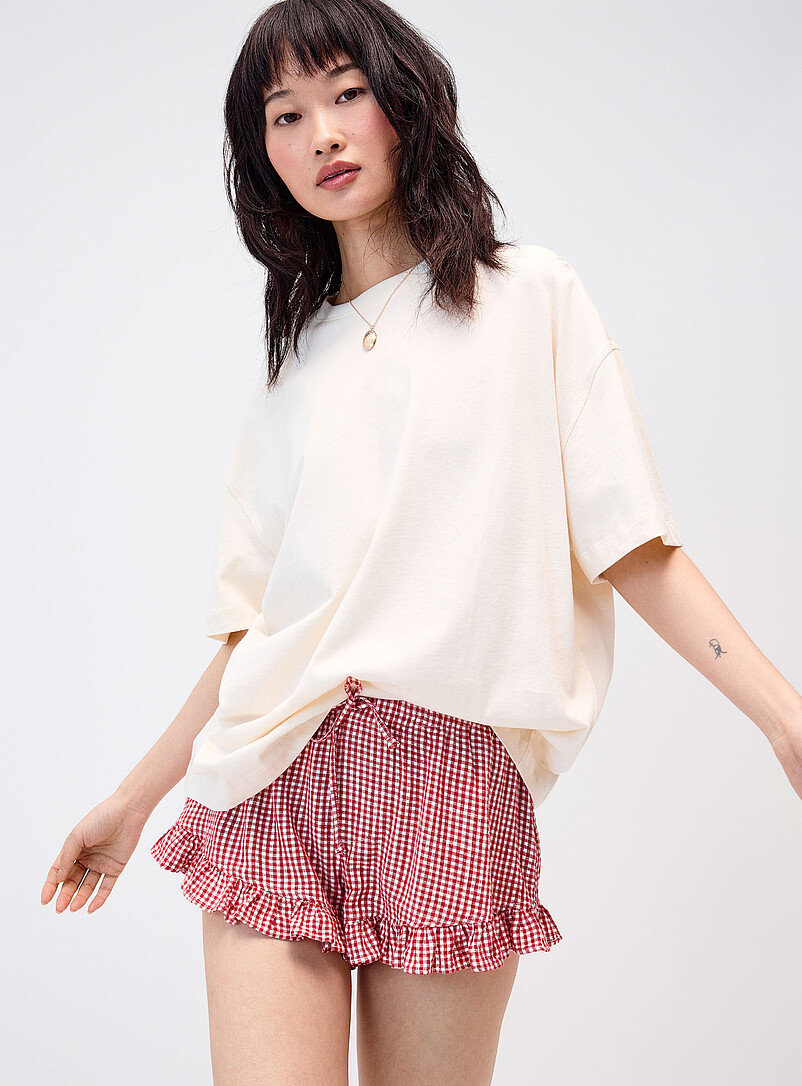 Twik: Le t-shirt ample imprim&eacute; graphique Ivoire - Beige cr&egrave;me pour femme